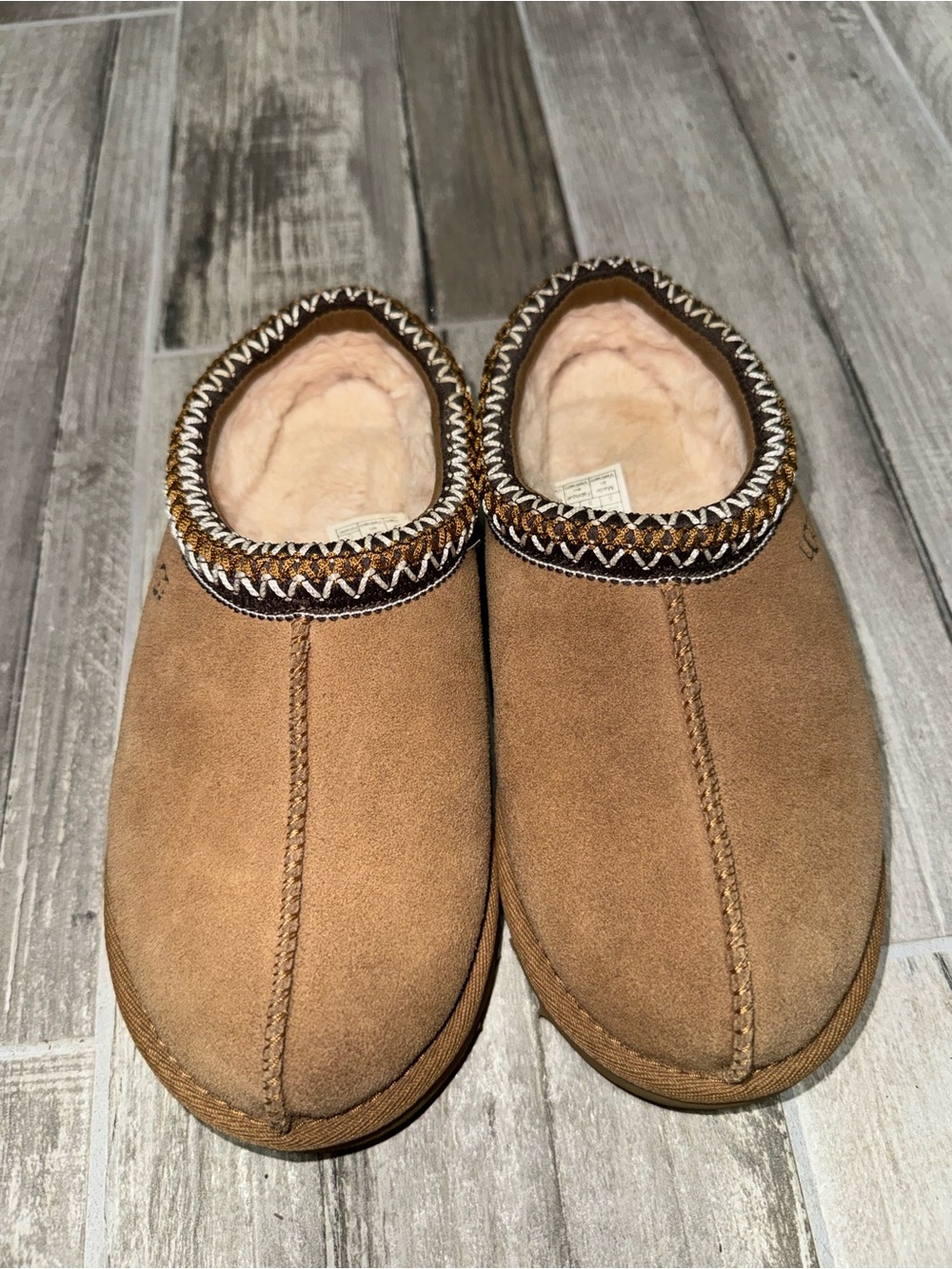 UGG Chestnut Suede Slip-On Shearling-Lined Slippers